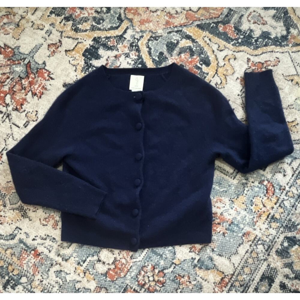 Joie Women's Navy 100% Cashmere Button Front Cardigan Sweater Crew XS